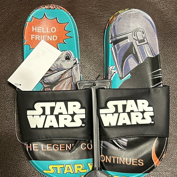 NEW NWT! Size 9 Star Wars slides - Yoda - Grogu - new with tags! - Picture 1 of 7